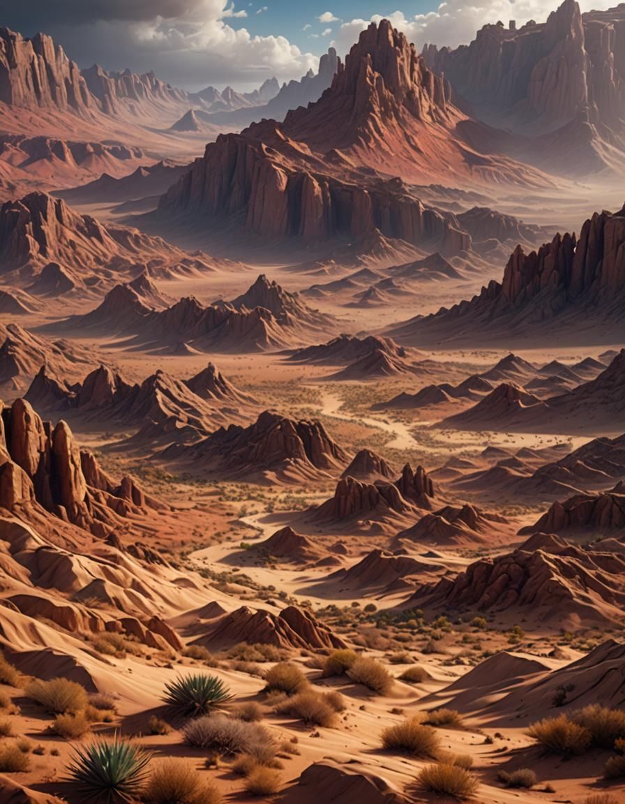 Fantastical Cloudy Desert Concept Art