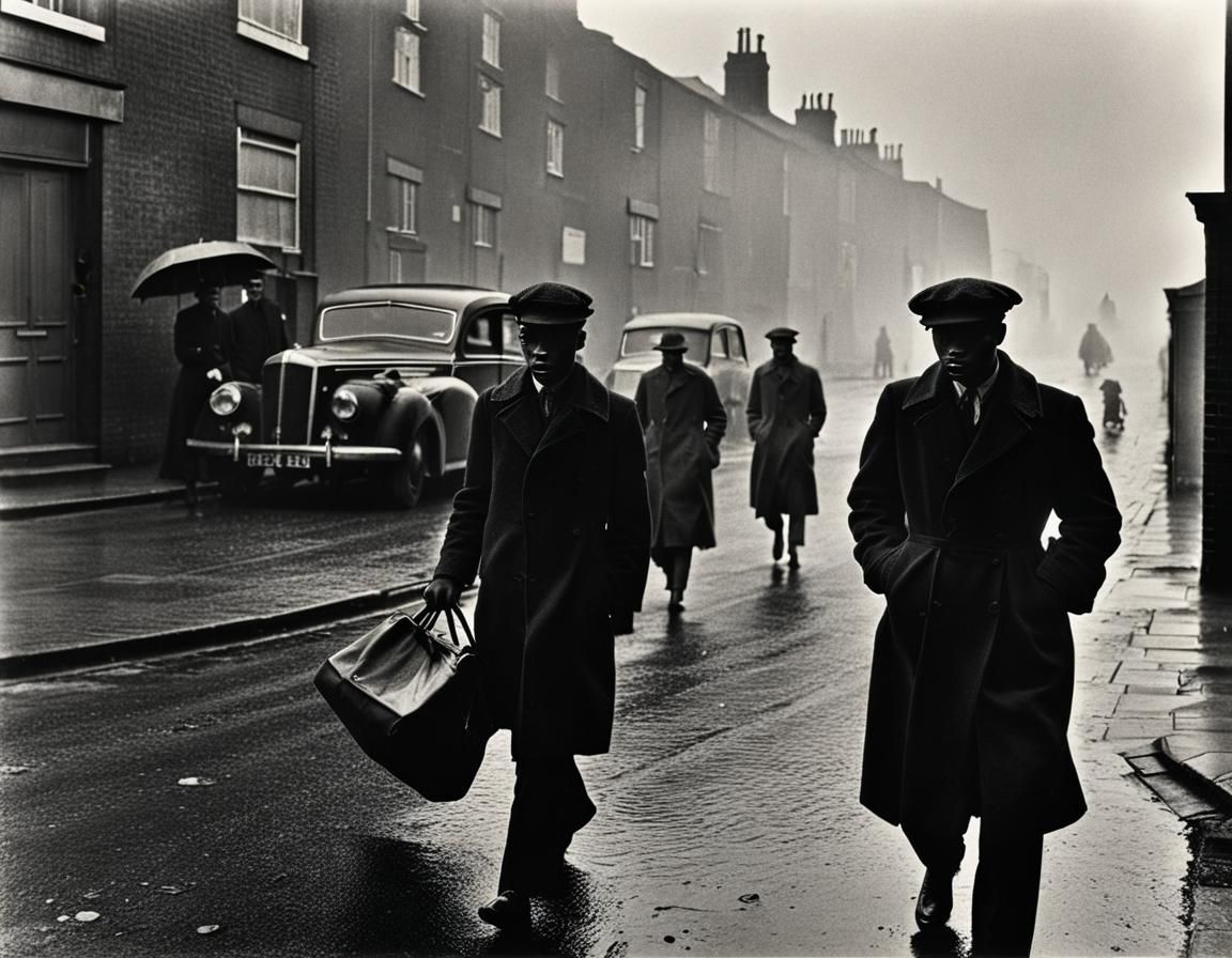 Gritty 1950s East London Street Scene in Monochrome