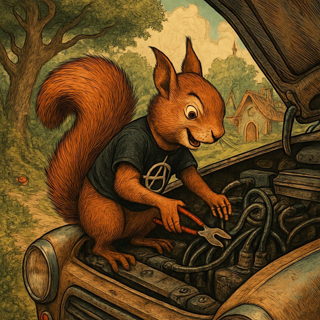 Squirrel Anarchy: A Mischievous Comic Illustration