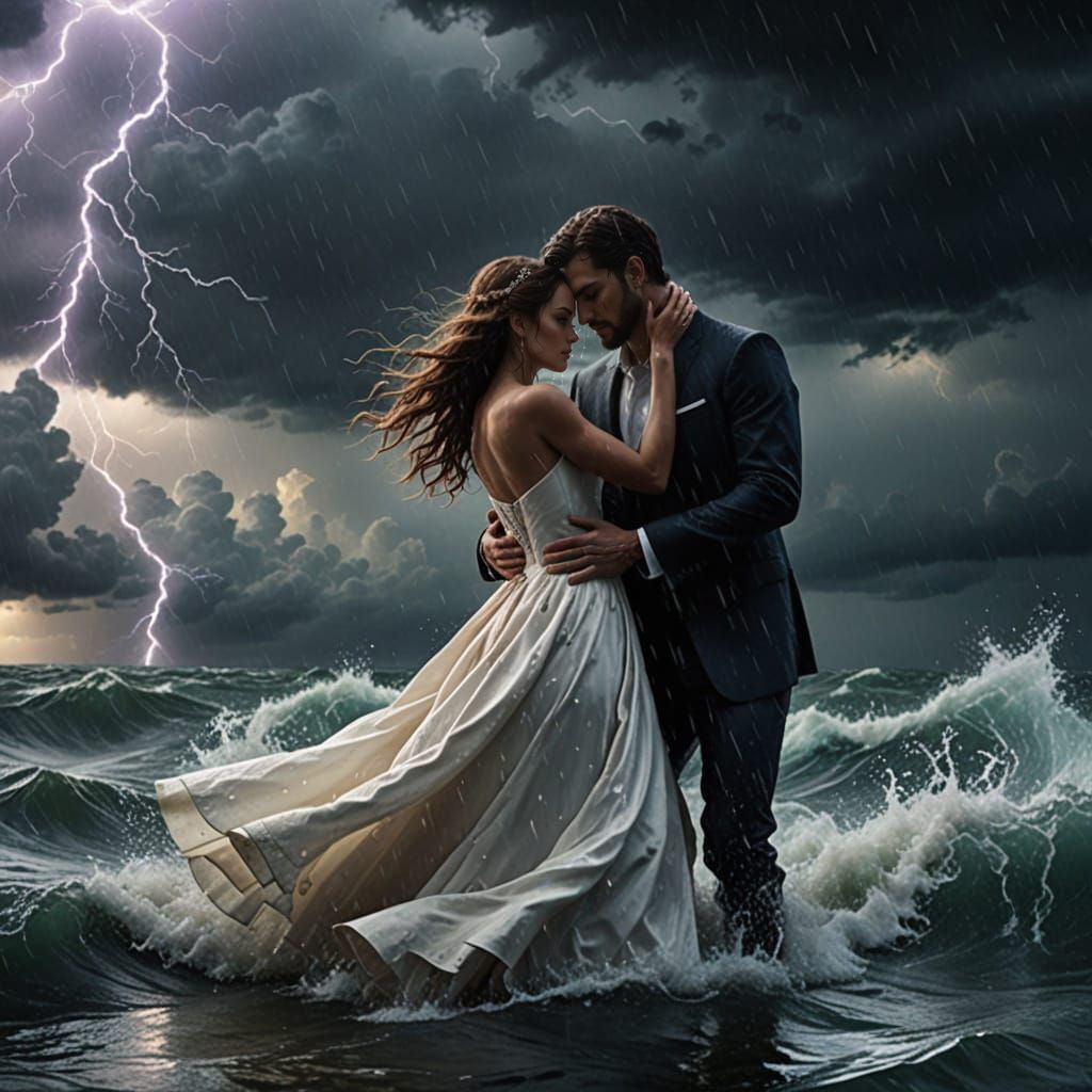 Wedding in thunder storm
