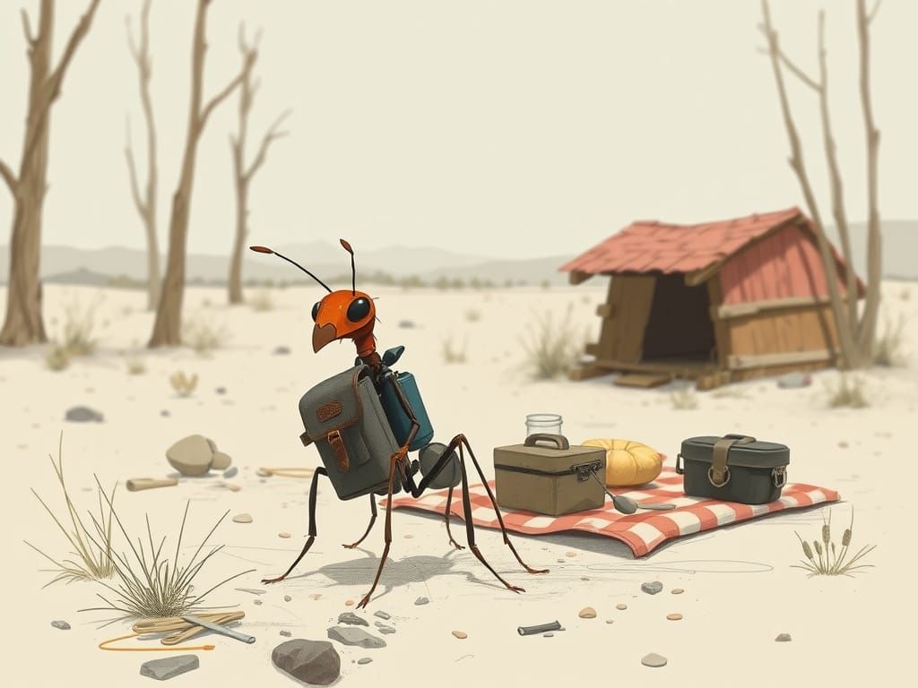 Callous Ant Looting Deserted Picnic, Digital Painting