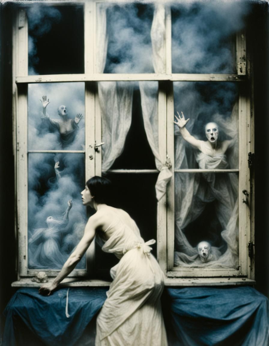 Woman's Surreal Battle with Demons in Fog