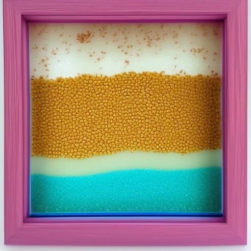 Beach Glass and Sand in Colorful Vase