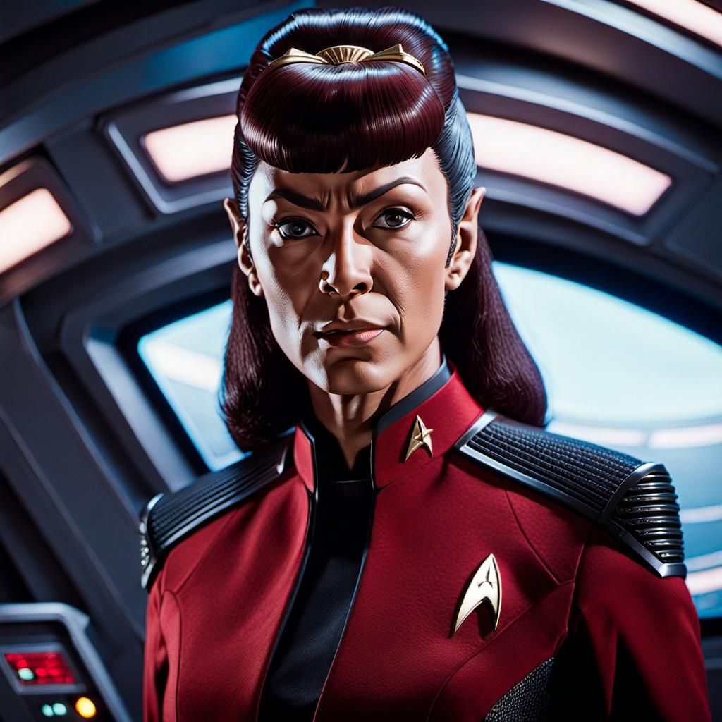 Detailed Vulcan Officer Portrait on Starfleet Ship