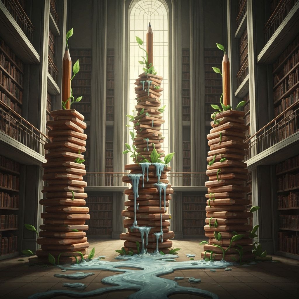 Art Deco Library Filled with Transforming Pencils