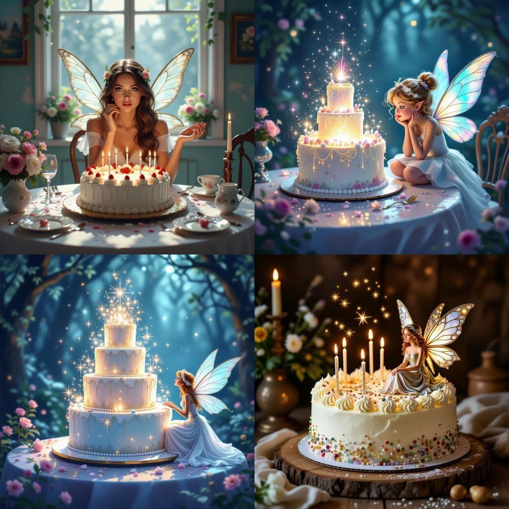 Magical Fairy Amazed by Sparkling Cake