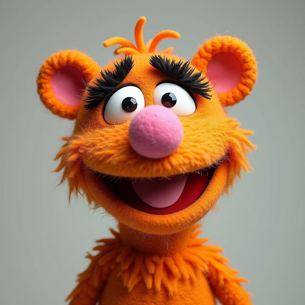 Muppet Character in Whimsical Felt and Foam Style