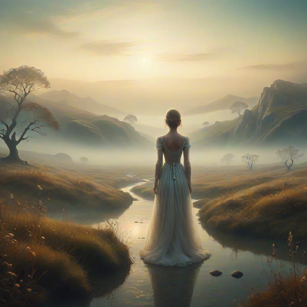 Surreal Figure in Timeless Dreamscape Digital Art