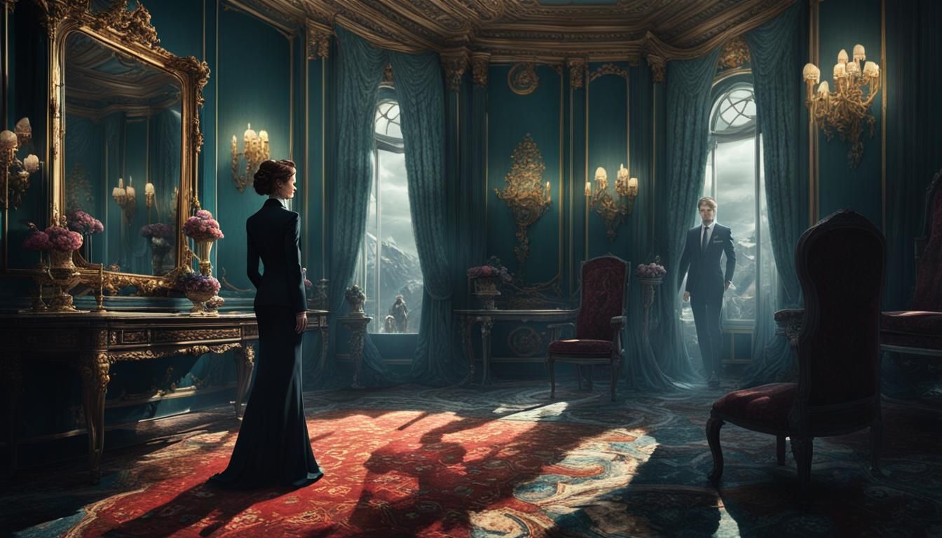 Elegant Figure in Suit: Detailed Matte Painting