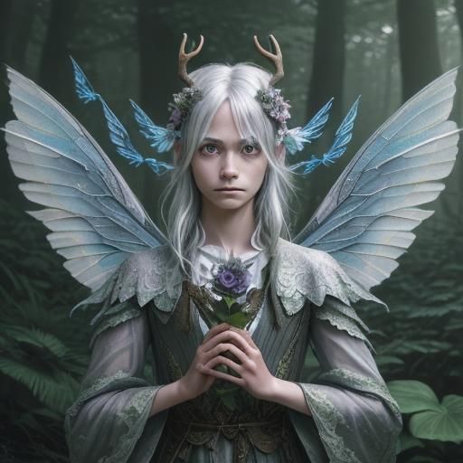 Fae Hunter on Bug-Eyed Monster in Mystical Forest