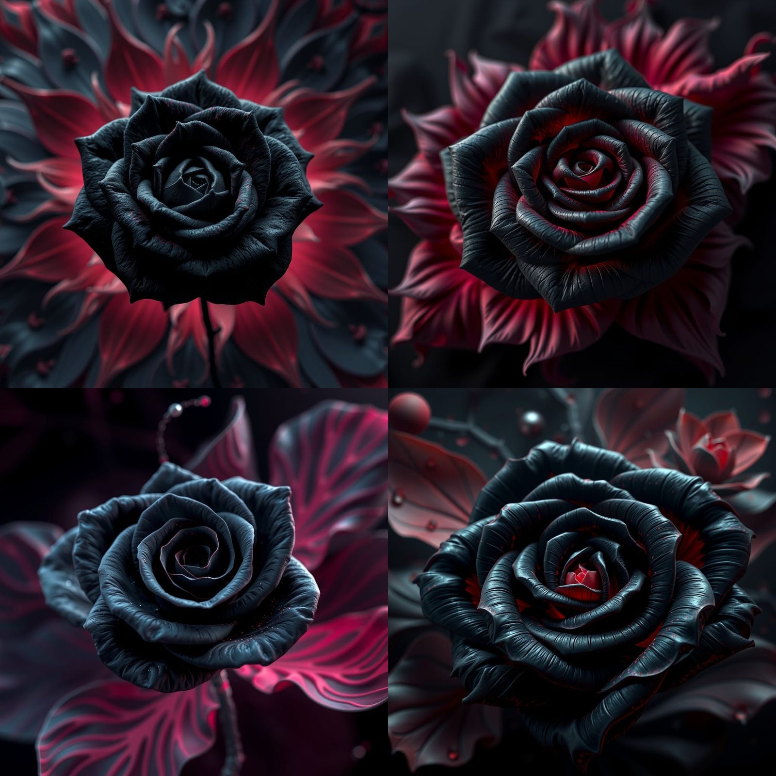 Fractal Black Rose with Abstract Petals