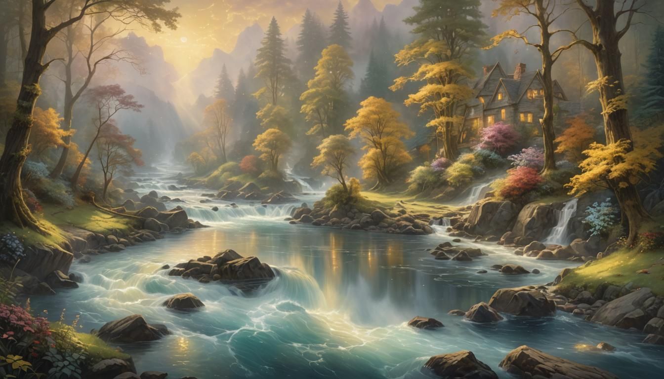 Ethereal Double Exposure Portrait with Golden Rivers