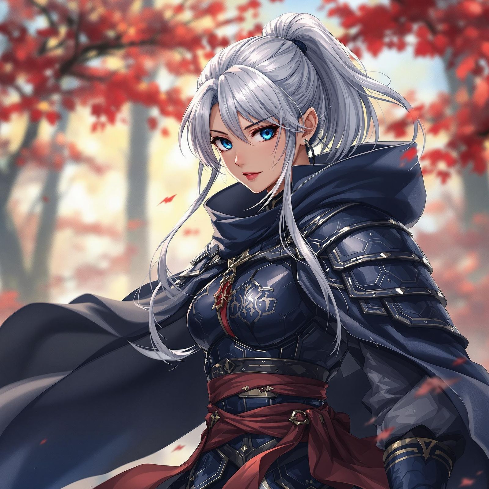 Surreal Anime Warrior in Elegant Armor