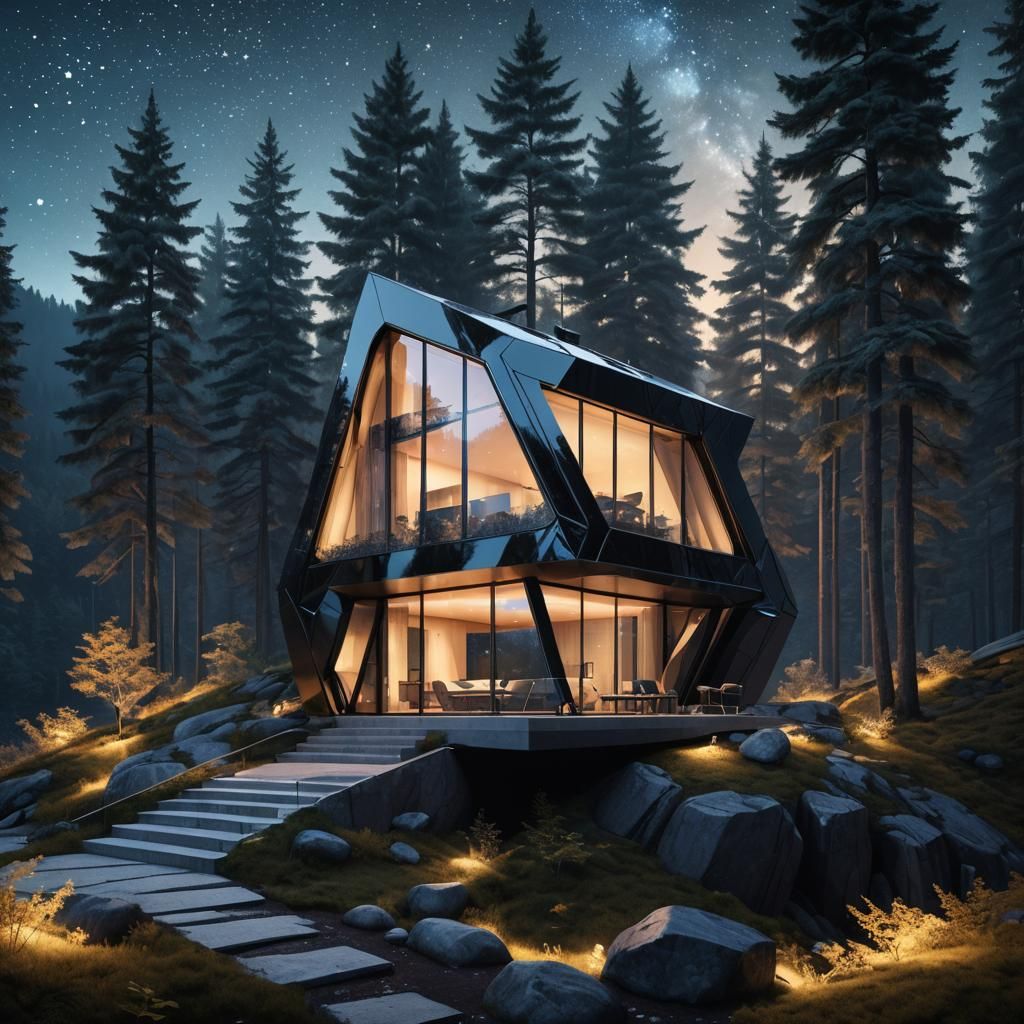 Futuristic Mountain Cottage Concept Art