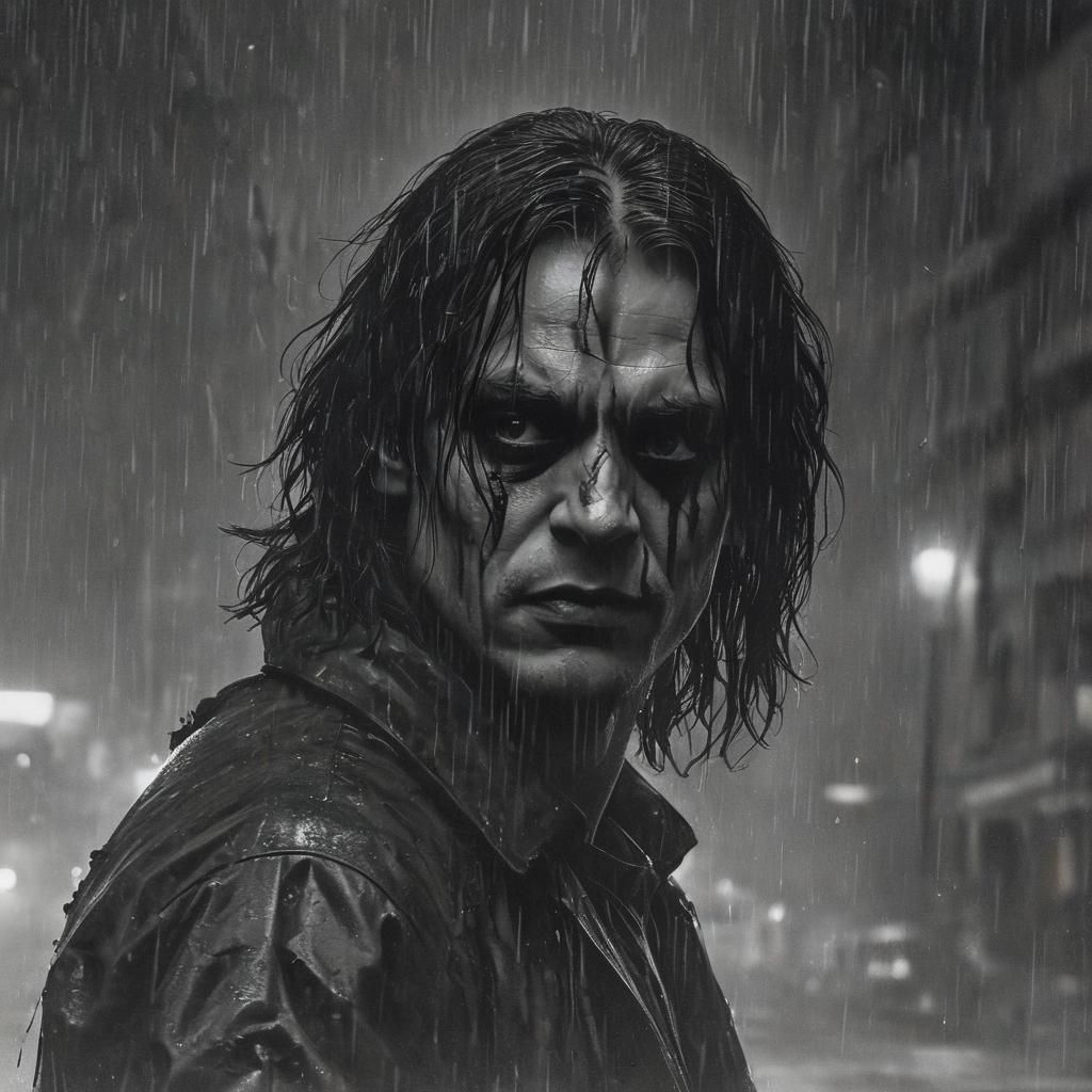 Sinister Crow Portrait in Gloomy City