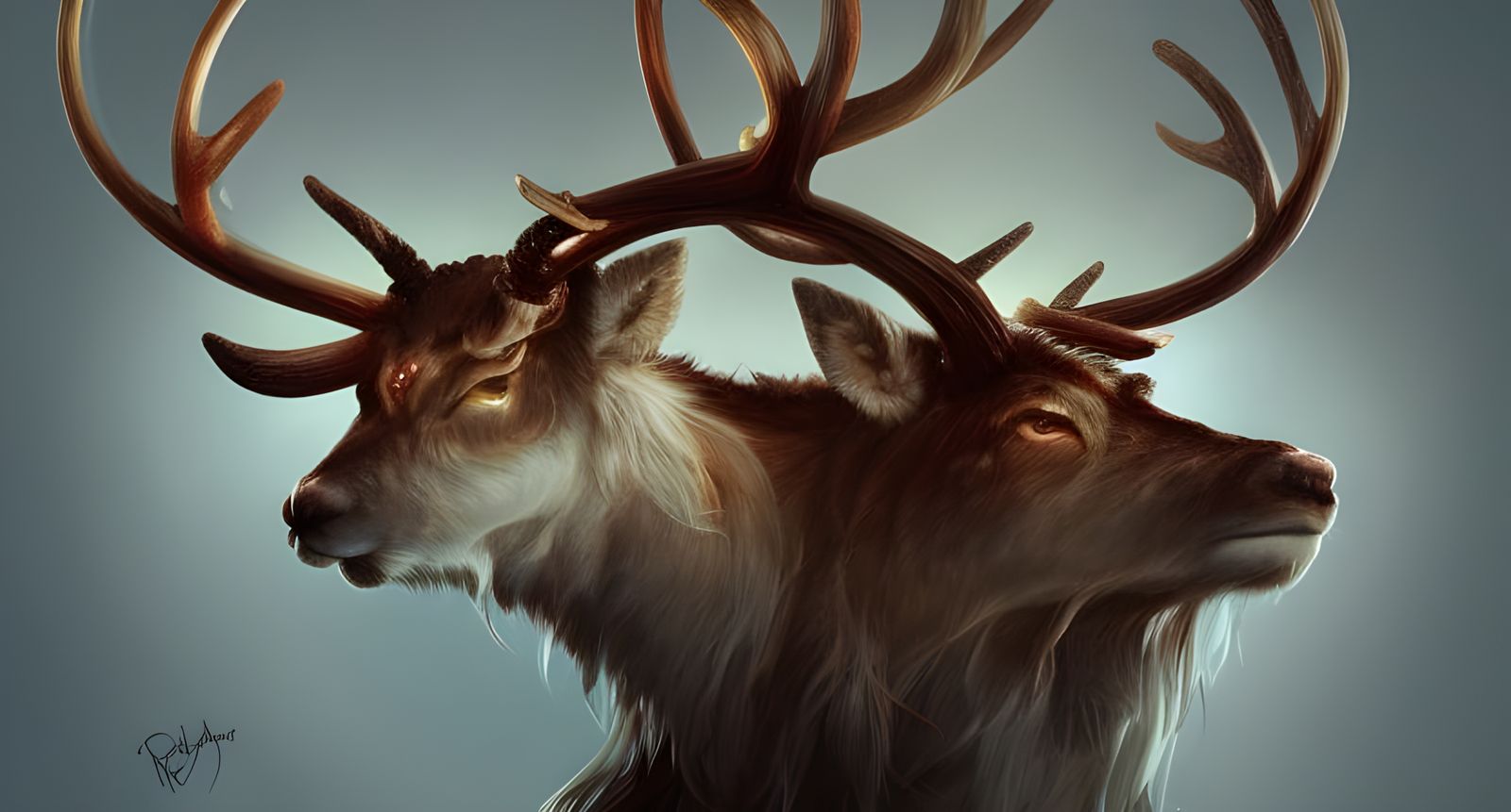 Hybrid Reindeer Portrait in Art Nouveau Style