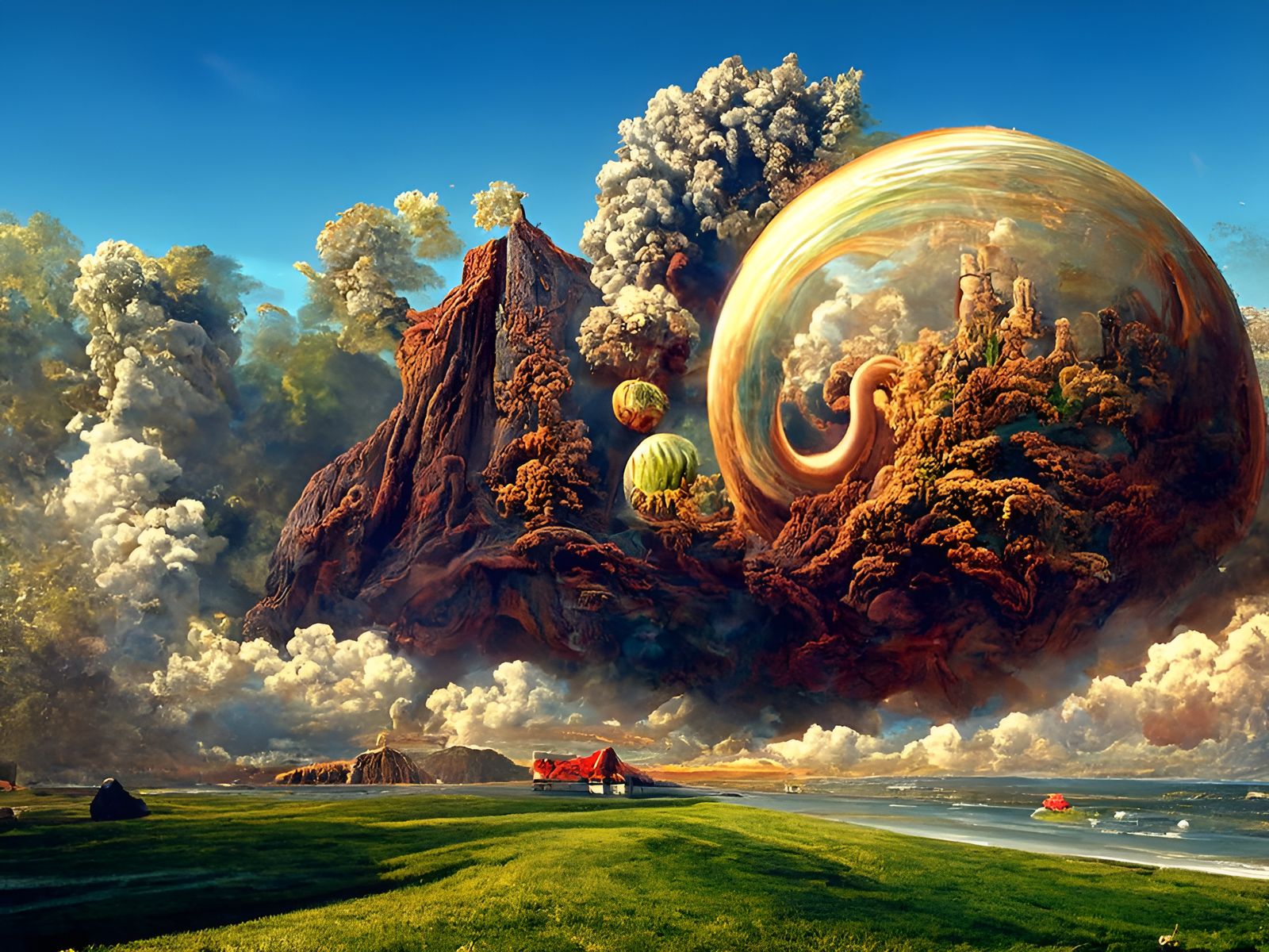 Impossible World Painting: Surreal Psychedelic Panorama