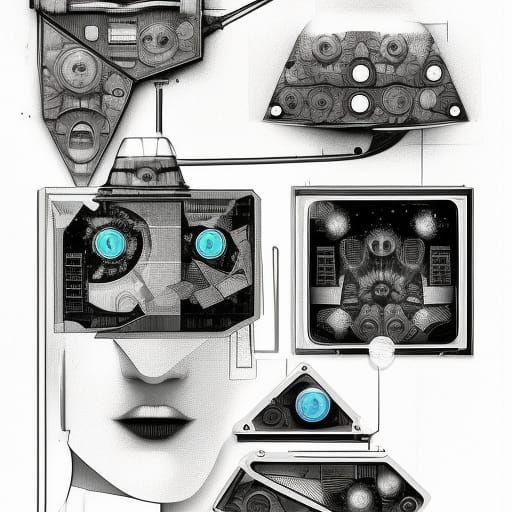 Surreal Sci-Fi House Schematic in Futuristic Style