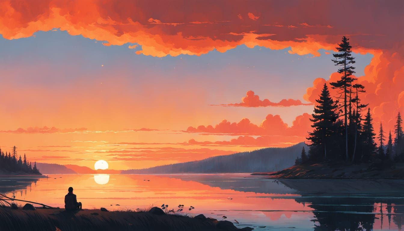 Golden Sunset Silhouette in Vibrant Colors