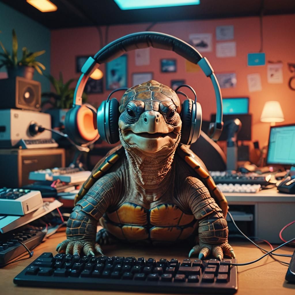 Tortoise Answers Customer Service Calls with Giant Headset