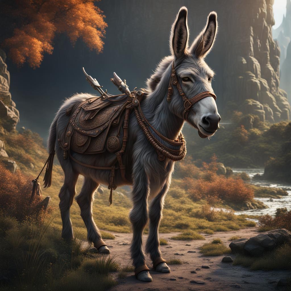 Fantastical Donkey in Detailed Matte Painting