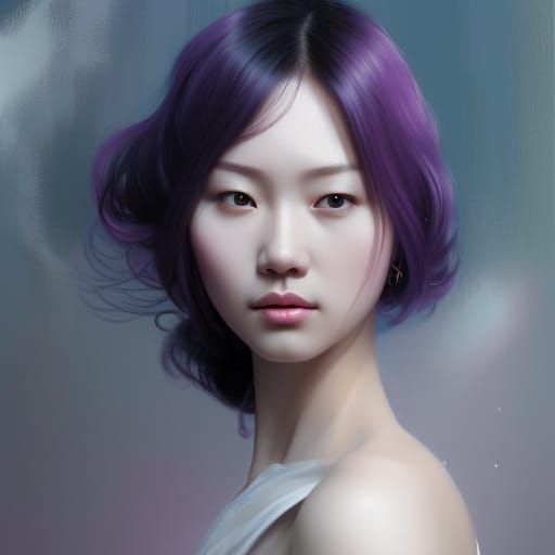 Chinese Woman Portrait in Hyperdetailed Digital Art