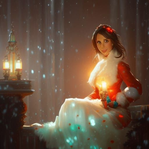 Lacey Chabert Christmas Portrait in Art Nouveau Style