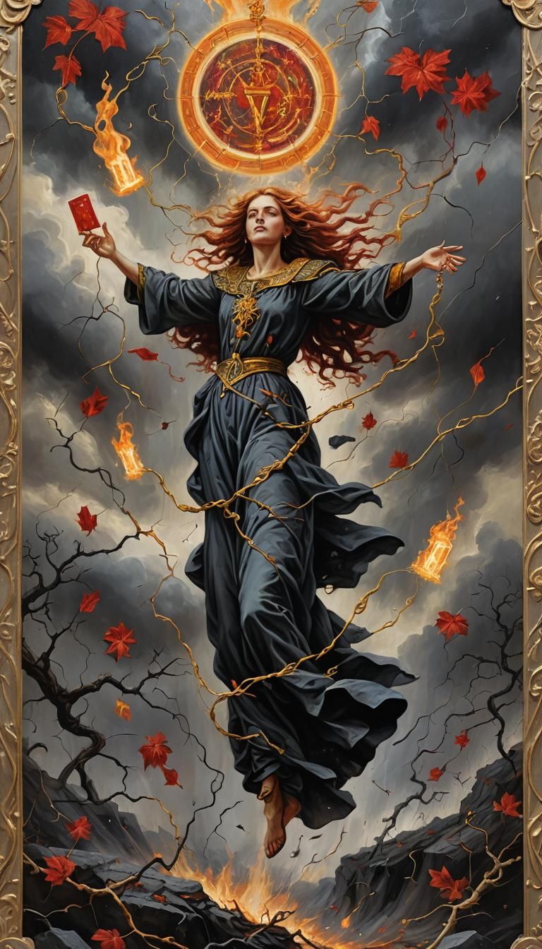 Baroque Tarot Card Suspended Above Doomed Earth
