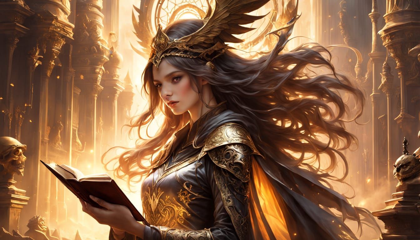 Fantasy Woman with Mystical Light in Oil Painting