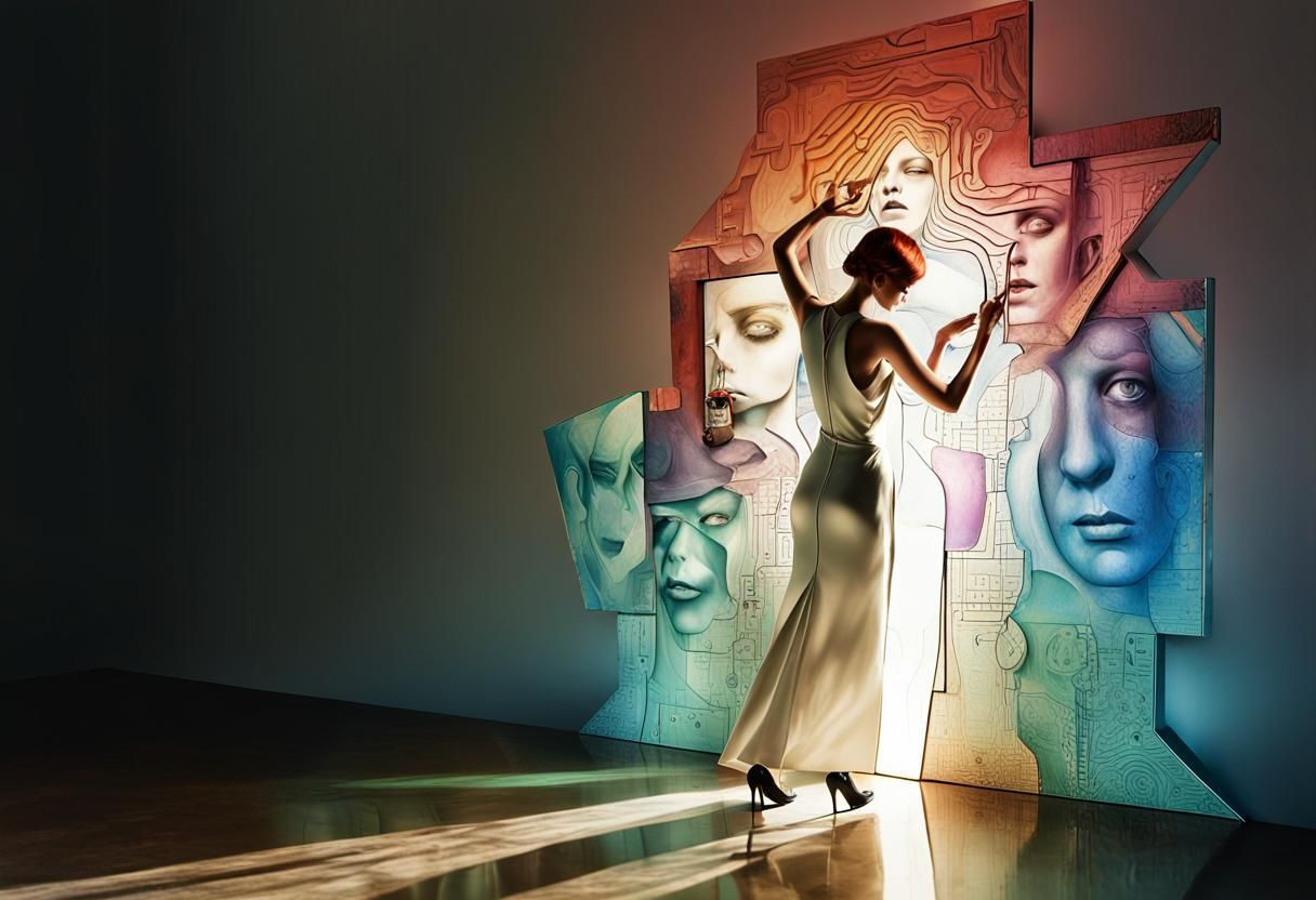 Man and Woman in Embossed 3D Photography