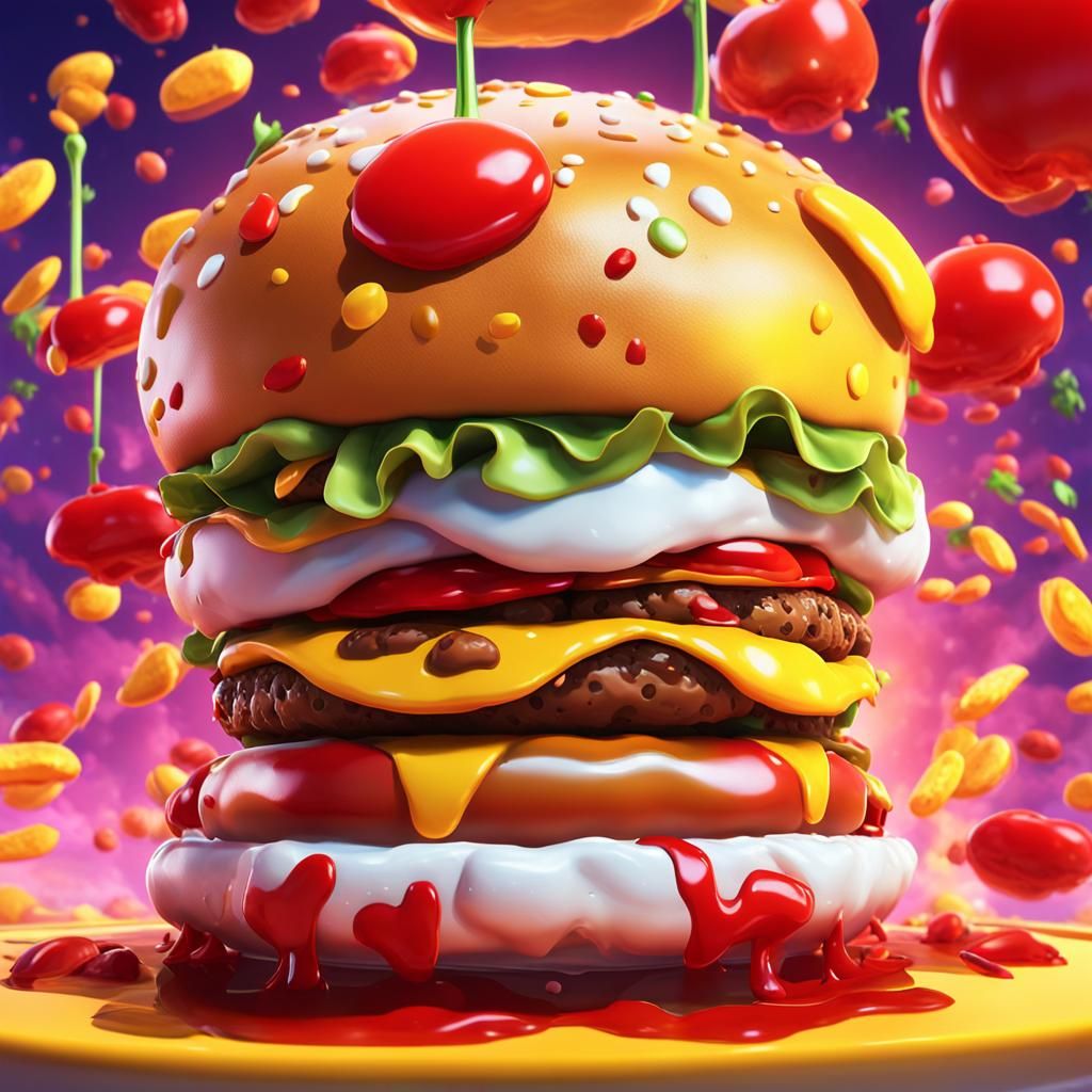 Hamburger Baby in Anime Style 3D Art