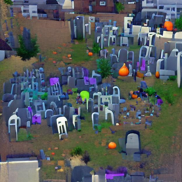 Cyberpunk Graveyard Scene in Neon Future