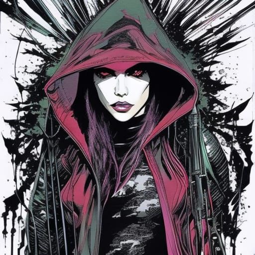 Dystopian Assassin in Dark City, Graphic Novel Art