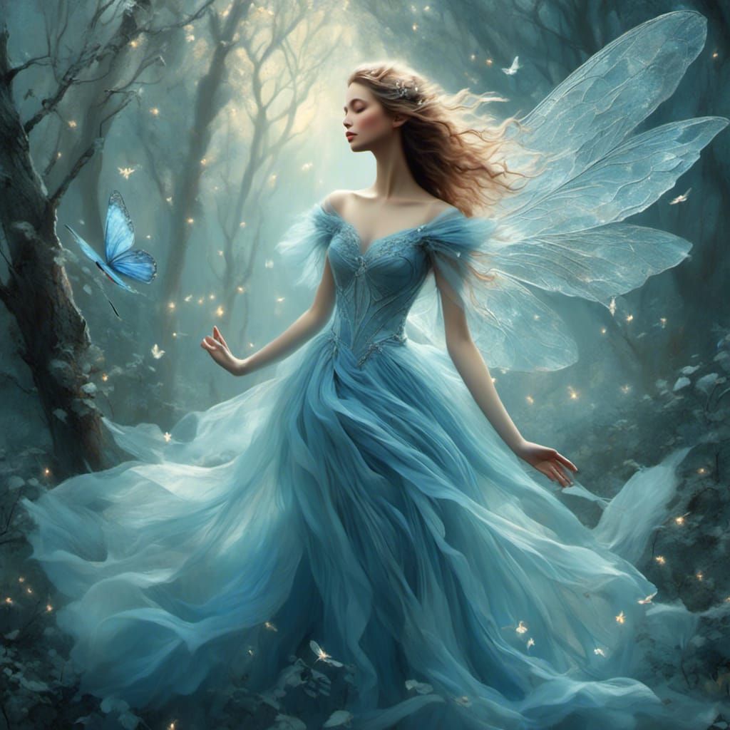 Ethereal Fairy in Enchanted Forest: Watercolor Illustration