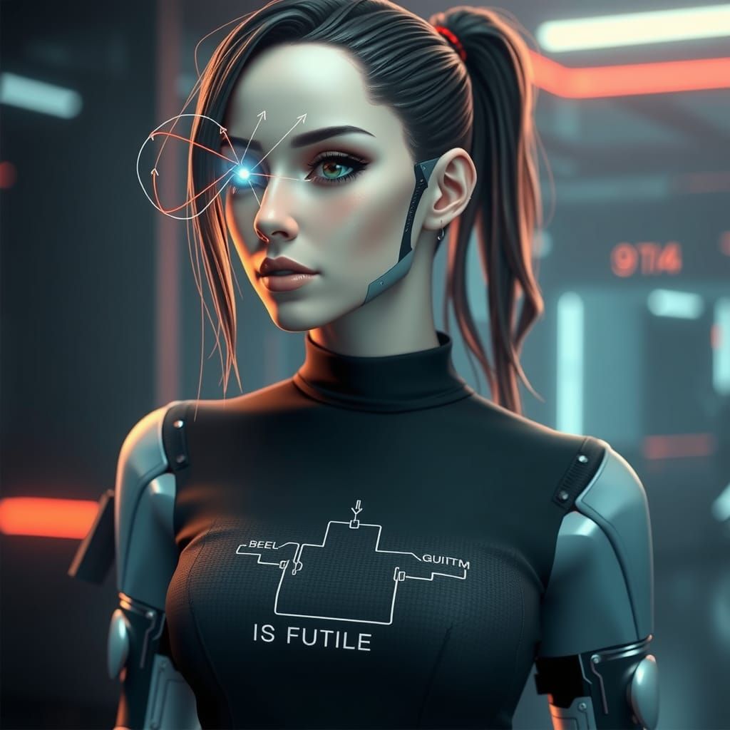 Android Cyborg with Resistance Circuit in Futuristic Style