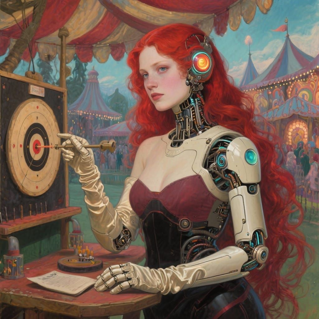 Biomechanical Cyborg at Fairground Shooting Gallery by Kay N...