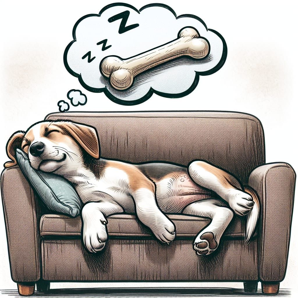 Dog's Dream of Bone in Cartoon Style