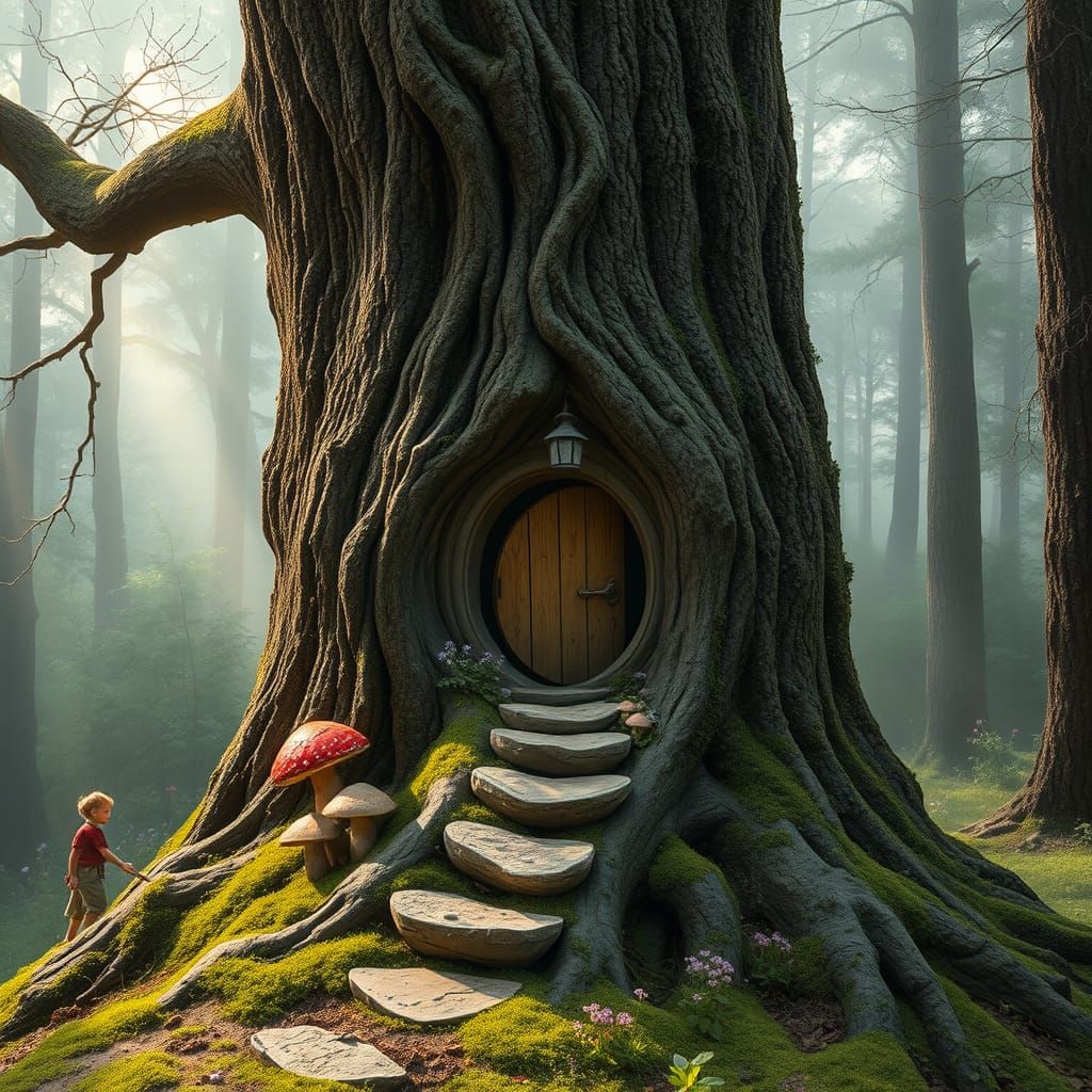 Charming Hobbit House in a Tree Stump