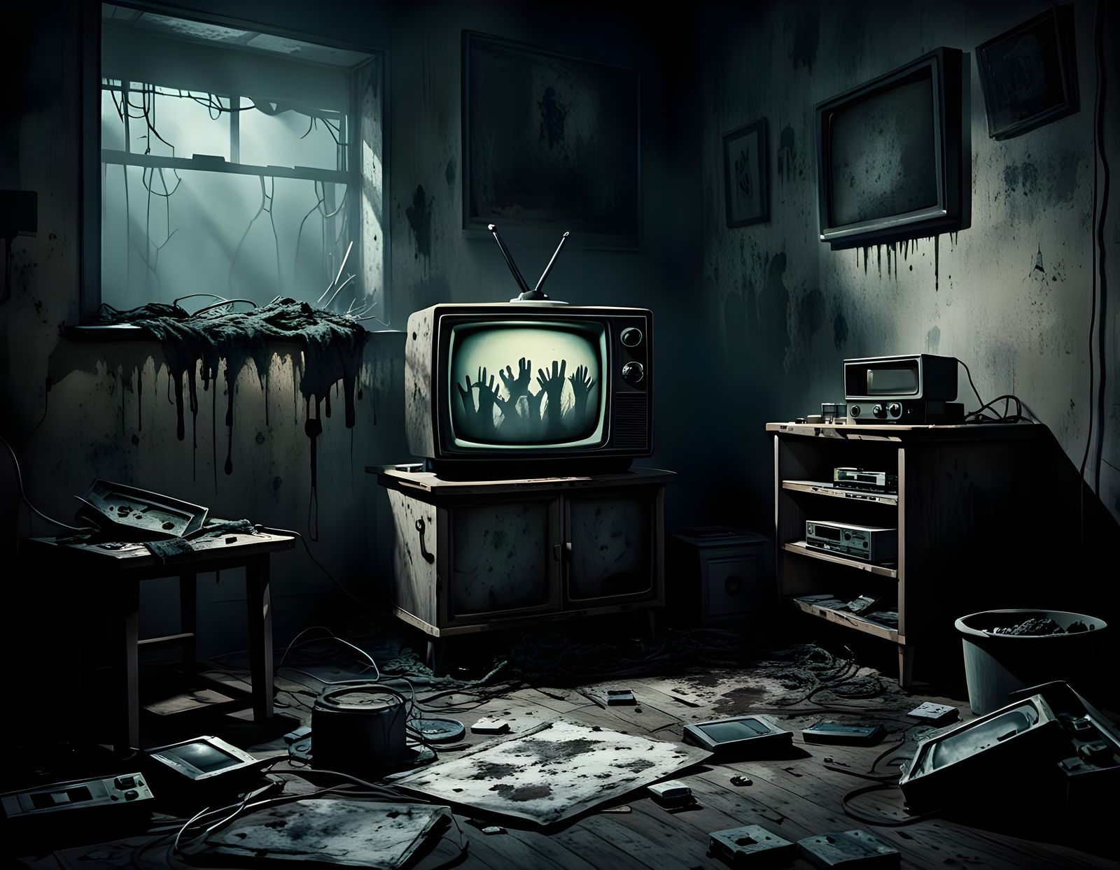 Grim TV Static: Horror Concept Art