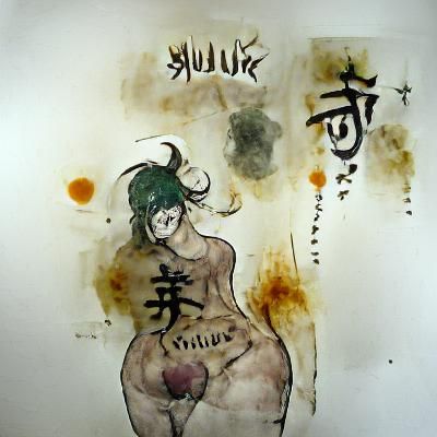 Expressive Sumi-e Ink Wash Painting with Bokuseki