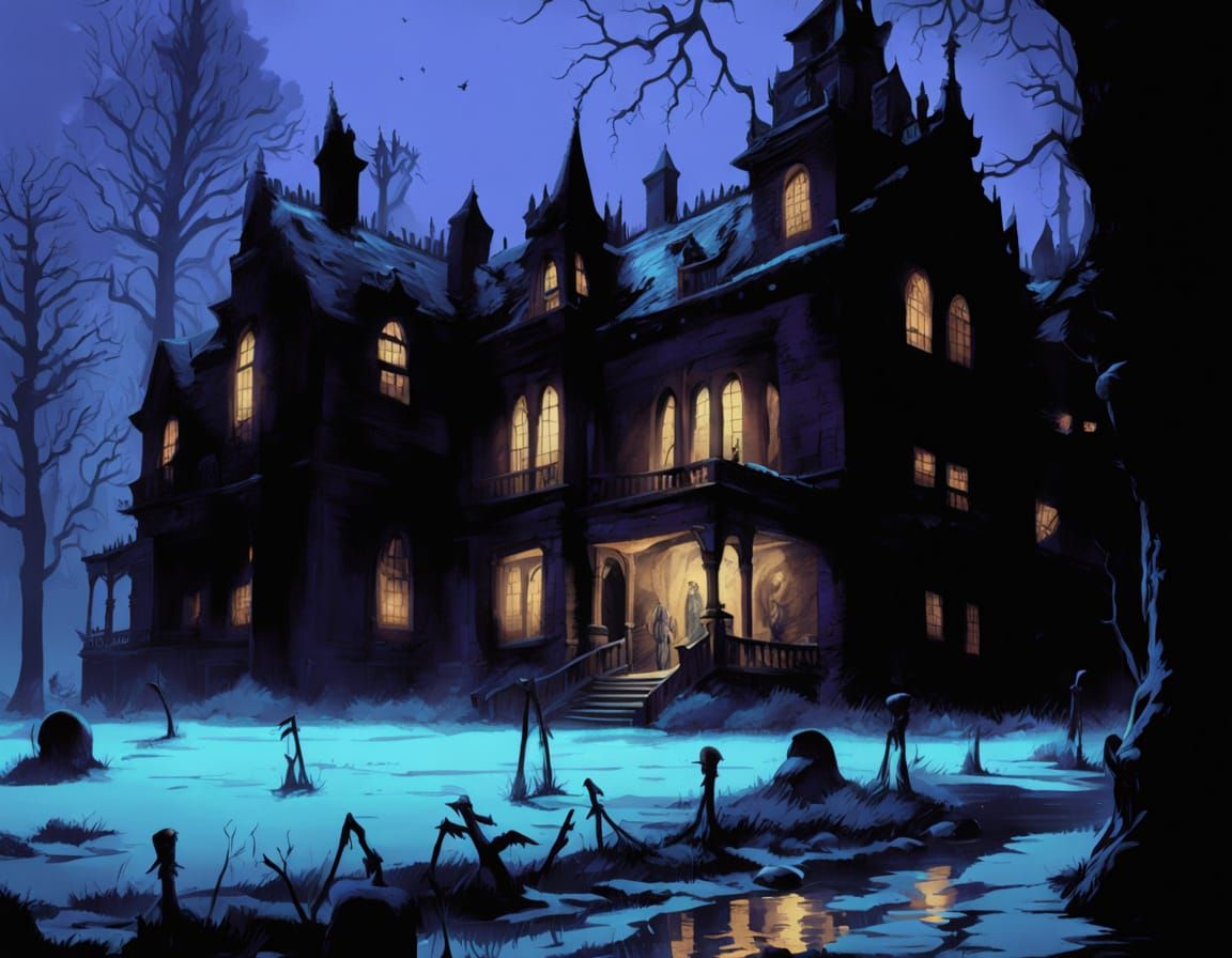Haunted Mansion Concept Art in Wrightson Style