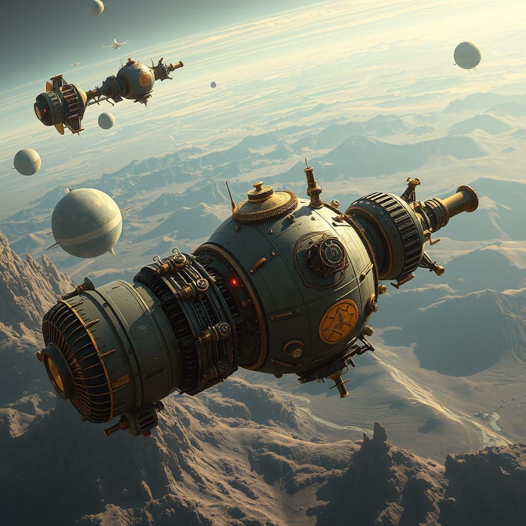 Dieselpunk Planets and Satellites with Brass Accents