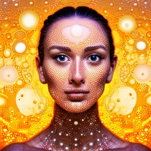 Abstract Soap Bubble Collage of a Woman's Face