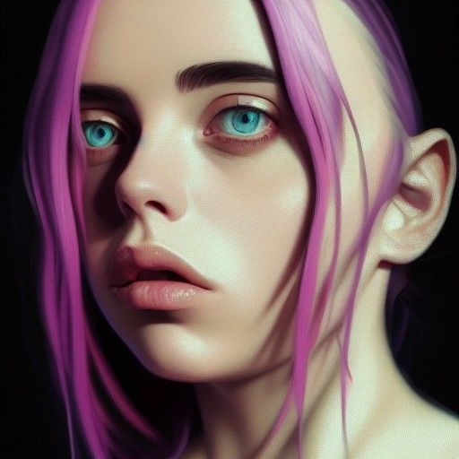 Billie Eilish Portrait in Art Nouveau Style