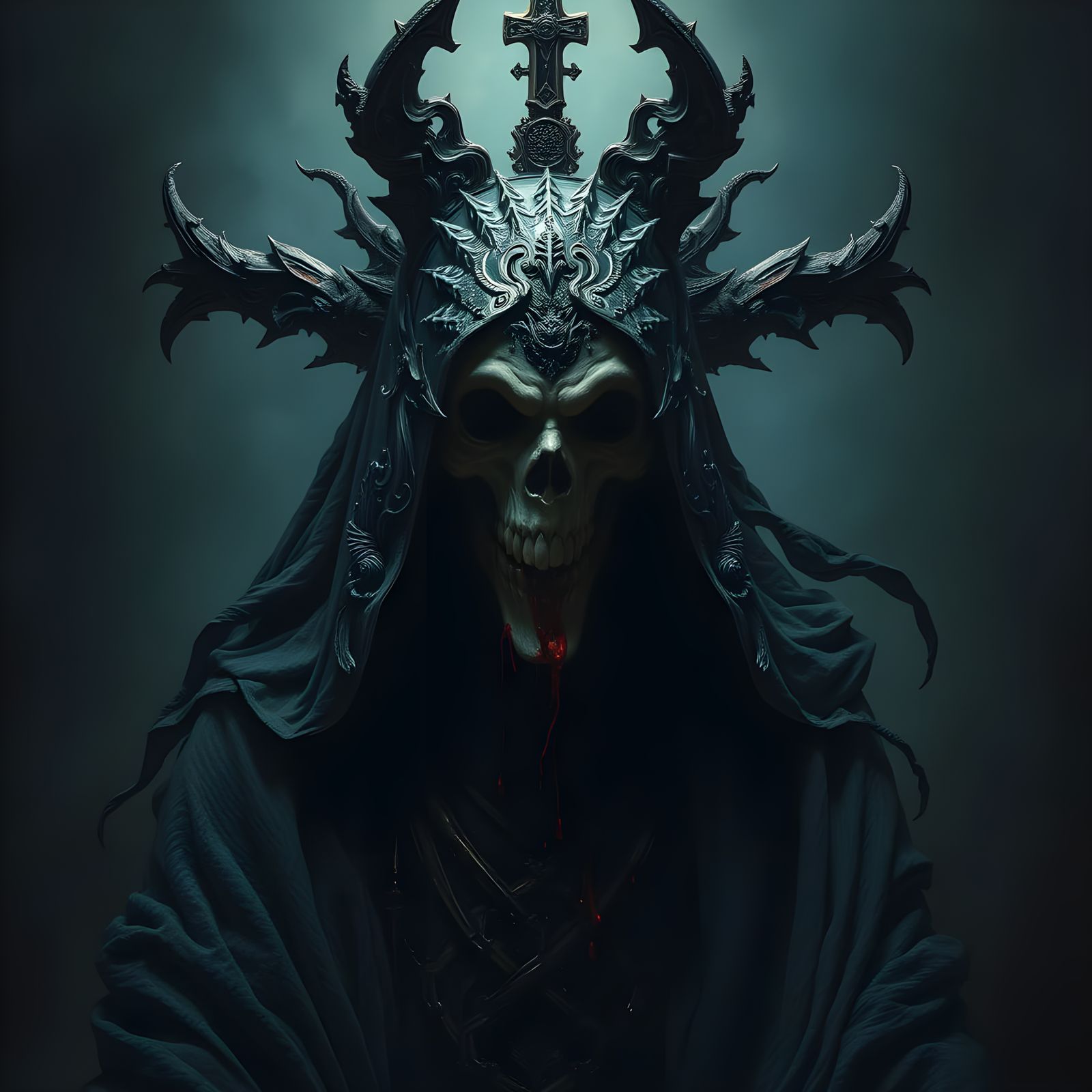 Horrific Capriote Leaking Blood in Doré Style