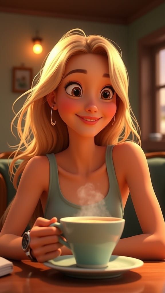 Vibrant Disney Pixar-Inspired Portrait of a Confident Young....