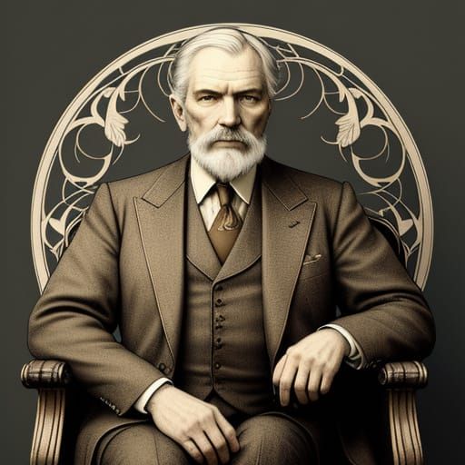 Elegant Art Nouveau Portrait of an Old Man