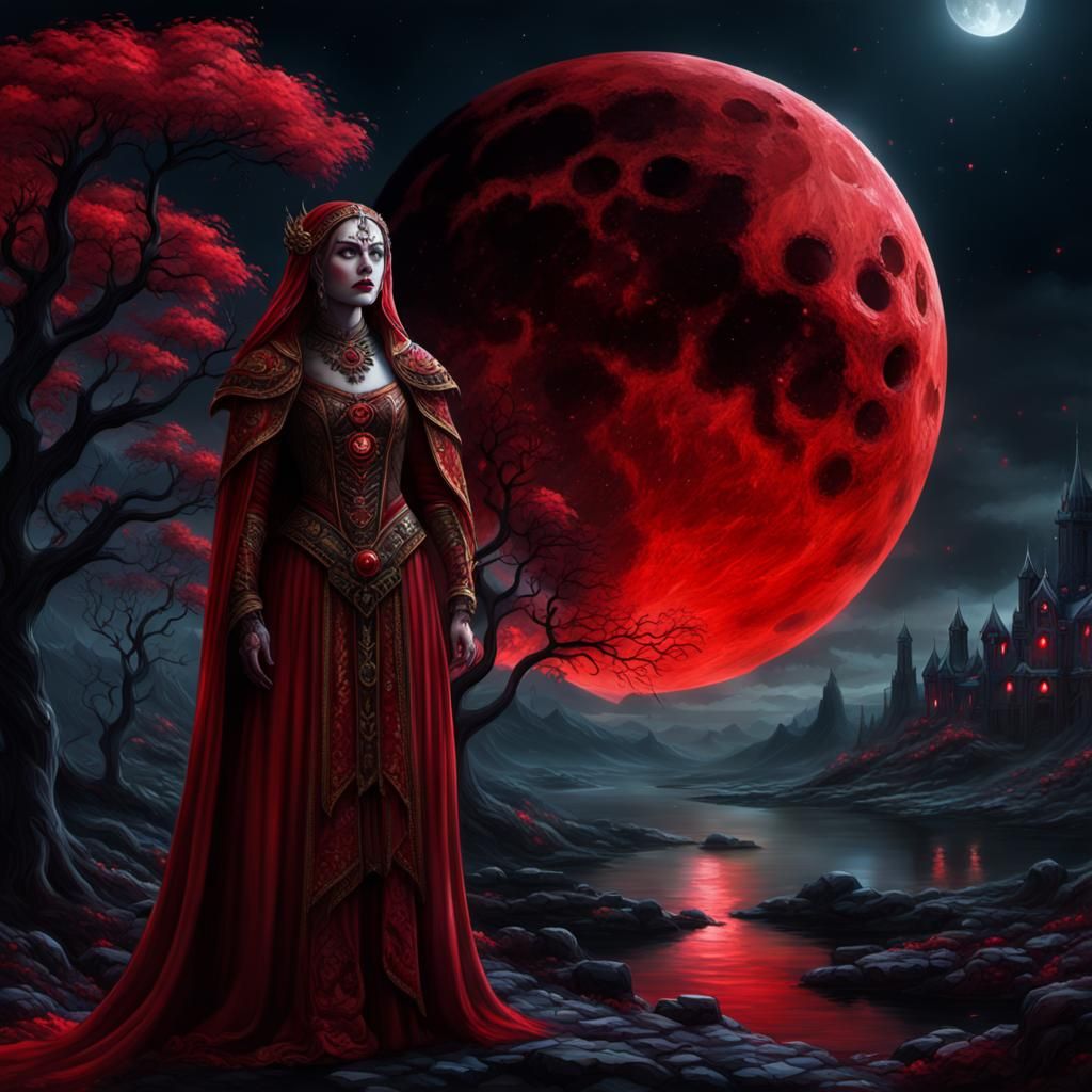 Blood Red Moon: Lady of Love Digital Painting