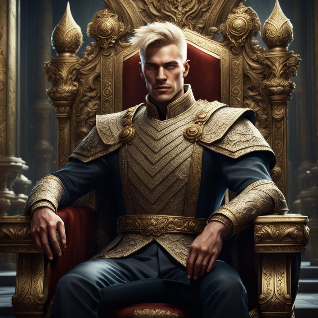 Handsome Young King on Opulent Throne: Fantasy Concept Art