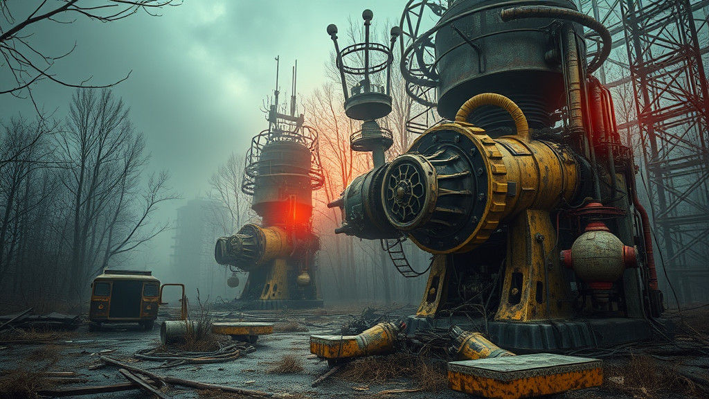 Eerie Mechanisms in Abandoned Chernobyl, Hyperrealistic Digi...